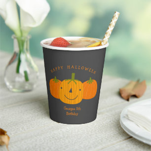 Cute happy Halloween pumpkins Paper cup