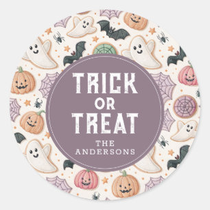 Cute Happy Halloween Round Stickers
