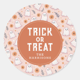 Cute Happy Halloween Round Stickers