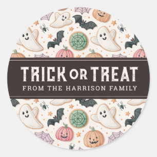 Cute Happy Halloween Round Stickers