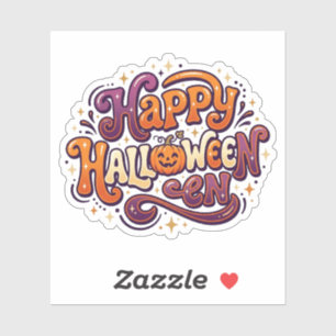 Cute Happy Halloween Typography Pumpkin Retro