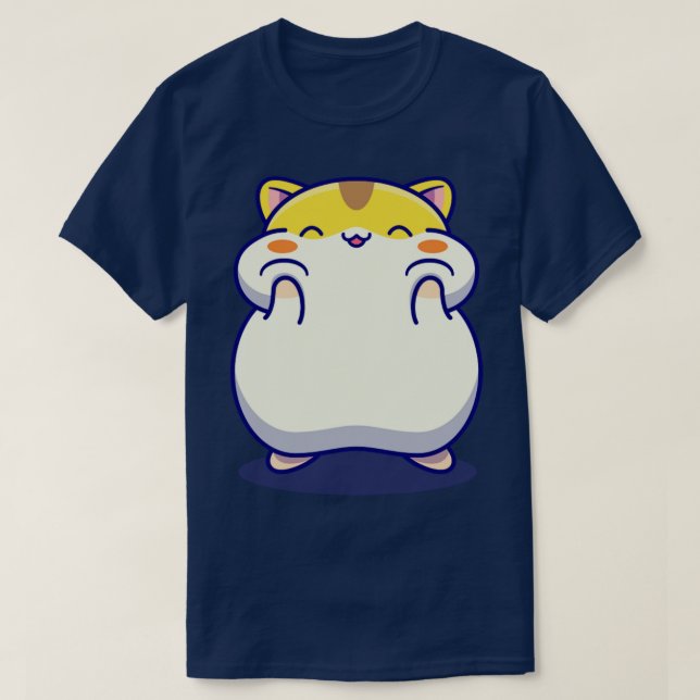 Cute Happy Hamster Cartoon T-Shirt (Design Front)