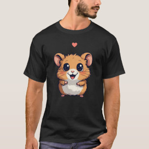 Cute Happy Hamster with Heart - Kawaii Cartoon Ani T-Shirt