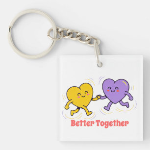 Cute Happy Heart Friends Keychain
