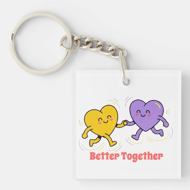 Cute Happy Heart Friends Keychain (Front)