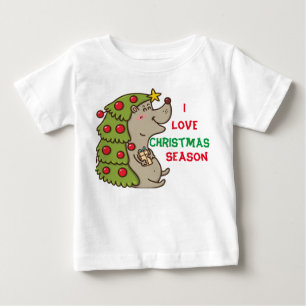 Cute & Happy Hedgehog Christmas theme Baby T-Shirt