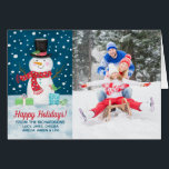 Cute Happy Holidays Snowman Photo Christmas Card<br><div class="desc">Share your Christmas greetings with this lovable Christmas holiday card. It features a snowman on a snowy night. Add a photo of your family. Perfect to send to your family and friends for the holidays. Designed for you by Blackberry Boulevard.</div>