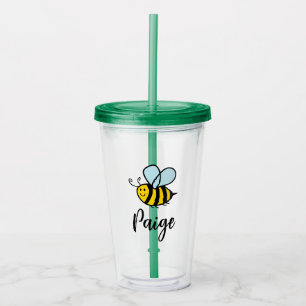 Cute happy honey bee personalized tumbler glass
