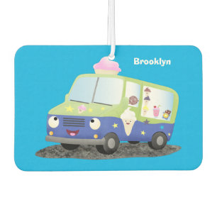 Cute happy ice cream truck cartoon air freshener