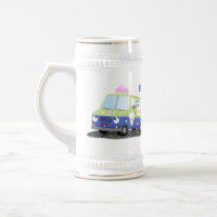 Cute happy ice cream truck cartoon