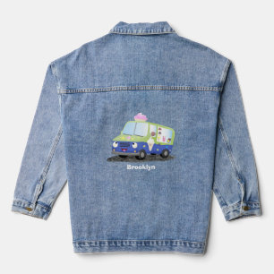 Cute happy ice cream truck cartoon denim jacket