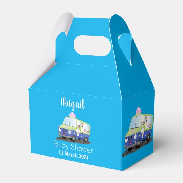 Cute happy ice cream truck cartoon favor box (Front Side)