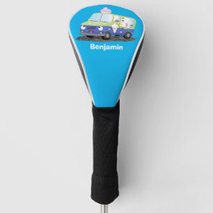 Cute happy ice cream truck cartoon golf head cover