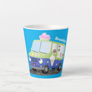 Cute happy ice cream truck cartoon latte mug