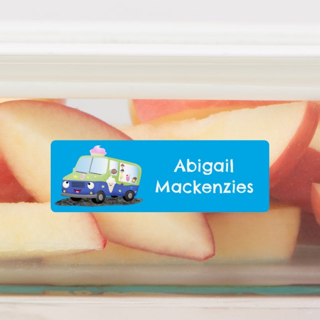 Cute happy ice cream truck cartoon personalized (Affixed)