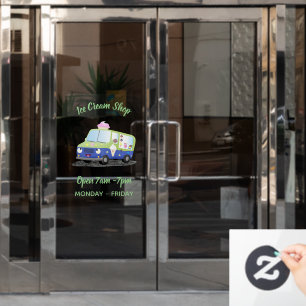 Cute happy ice cream truck cartoon personalized window cling