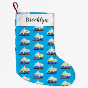 Cute happy ice cream truck cartoon small christmas stocking