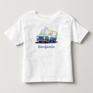 Cute happy ice cream truck cartoon toddler t-shirt