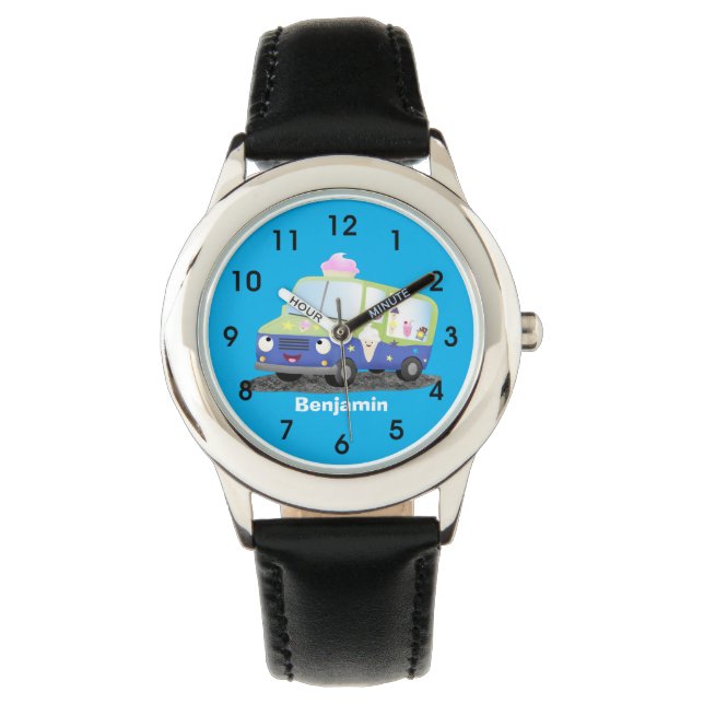Cute happy ice cream truck cartoon watch (Front)