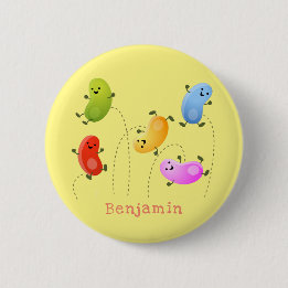 Cute happy jellybeans jumping cartoon illustration 2 inch round button