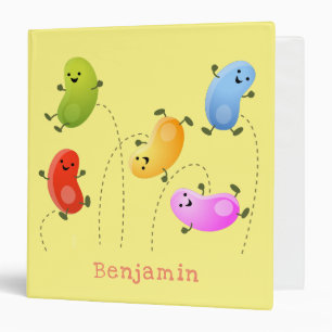 Cute happy jellybeans jumping cartoon illustration binder