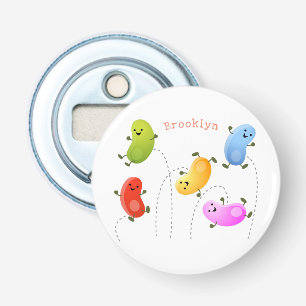 Cute happy jellybeans jumping cartoon illustration bottle opener