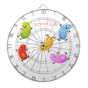 Cute happy jellybeans jumping cartoon illustration dartboard