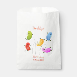 Cute happy jellybeans jumping cartoon illustration favour bag