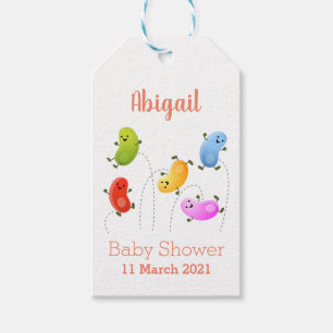 Cute happy jellybeans jumping cartoon illustration gift tags