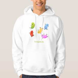 Cute happy jellybeans jumping cartoon illustration hoodie