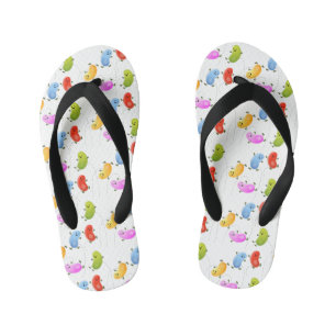 Cute happy jellybeans jumping cartoon illustration kid's flip flops