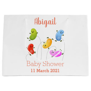 Cute happy jellybeans jumping cartoon illustration large gift bag
