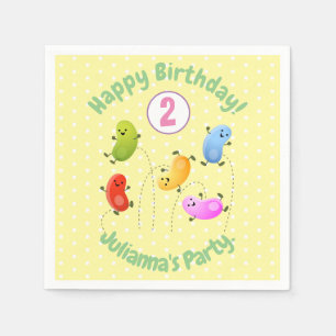 Cute happy jellybeans jumping cartoon illustration napkin