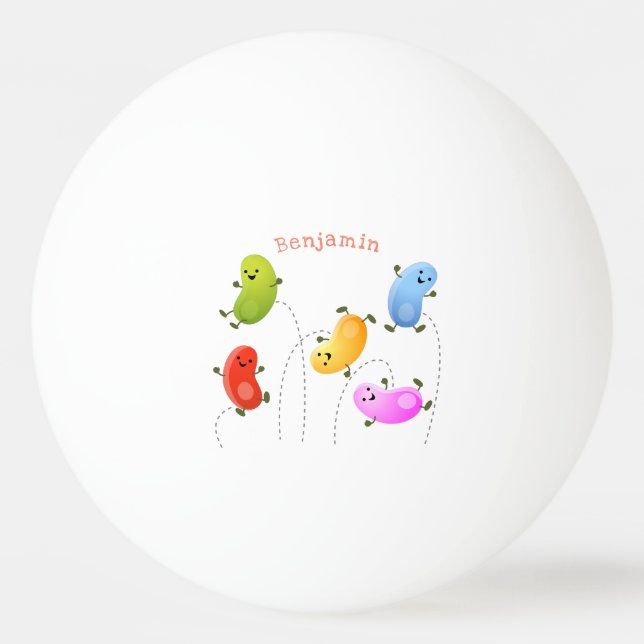 Cute happy jellybeans jumping cartoon illustration ping pong ball (Front)