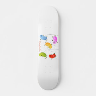 Cute happy jellybeans jumping cartoon illustration skateboard
