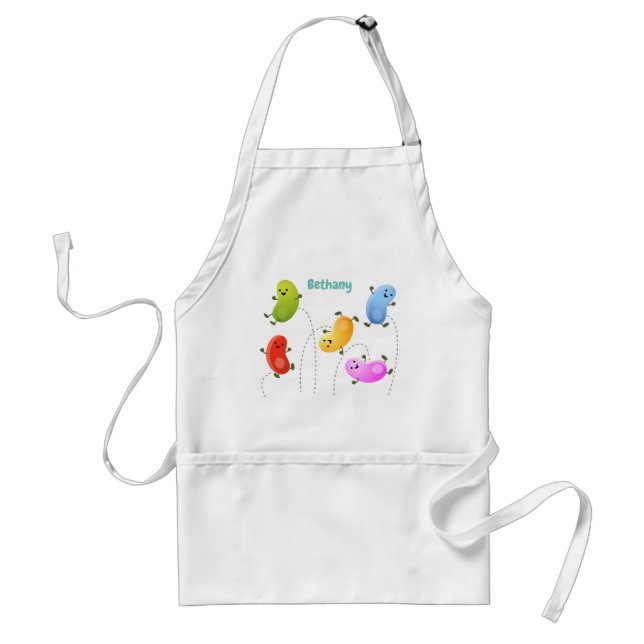 Cute happy jellybeans jumping cartoon illustration standard apron (Front)