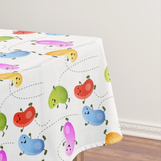 Cute happy jellybeans jumping cartoon illustration tablecloth (In Situ)