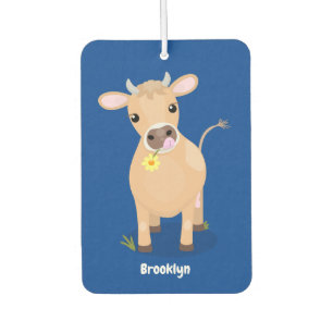 Cute happy jersey cow and flower cartoon  air freshener