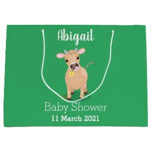 Cute happy jersey cow and flower cartoon large gift bag
