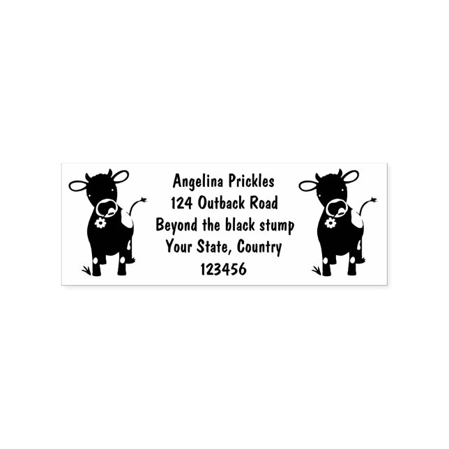 Cute happy jersey cow and flower cartoon rubber stamp (Imprint)
