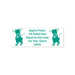 Cute happy jersey cow and flower cartoon self-inking stamp