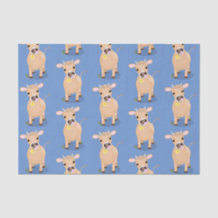 Cute happy jersey cow and flower cartoon tissue paper