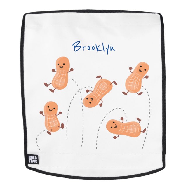 Cute happy jumping peanuts cartoon illustration backpack (Removable Face)