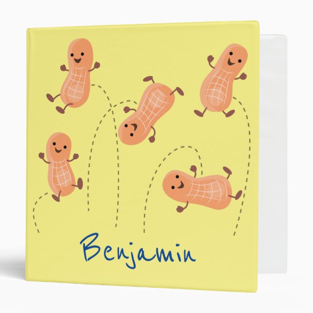 Cute happy jumping peanuts cartoon illustration binder (Front/Inside)