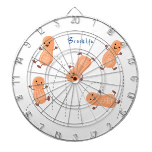 Cute happy jumping peanuts cartoon illustration dartboard