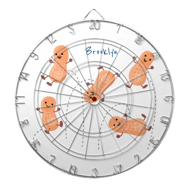 Cute happy jumping peanuts cartoon illustration dartboard (Front)