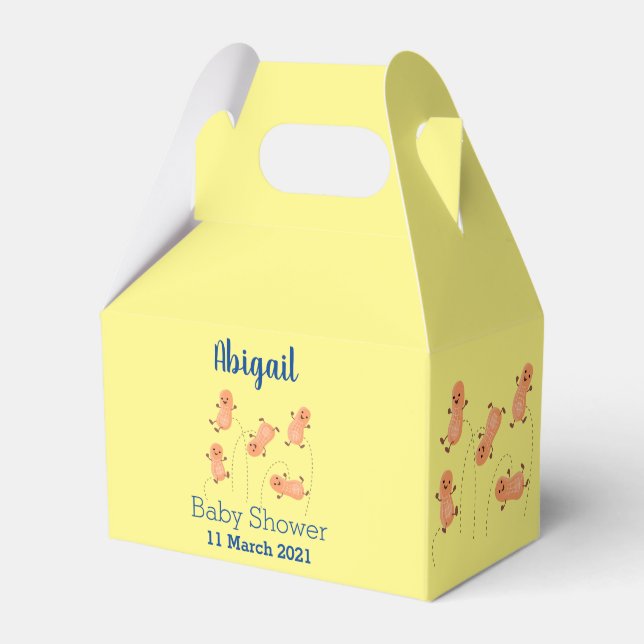 Cute happy jumping peanuts cartoon illustration  favor box (Front Side)