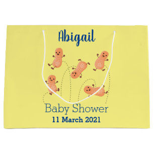 Cute happy jumping peanuts cartoon illustration  large gift bag