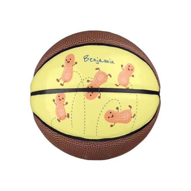 Cute happy jumping peanuts cartoon illustration mini basketball (Front)