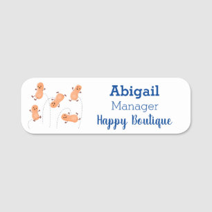 Cute happy jumping peanuts cartoon illustration  name tag